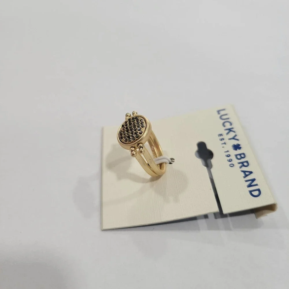 Lucky Brand Gold-Tone Pave Circle Statement Ring NWT Size 7